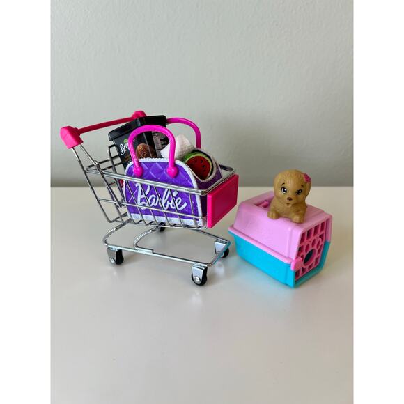 Mini Chrome Shopping Cart Silver Pink 4.5" Tall Storage Utility Toy Lot - Picture 2 of 11